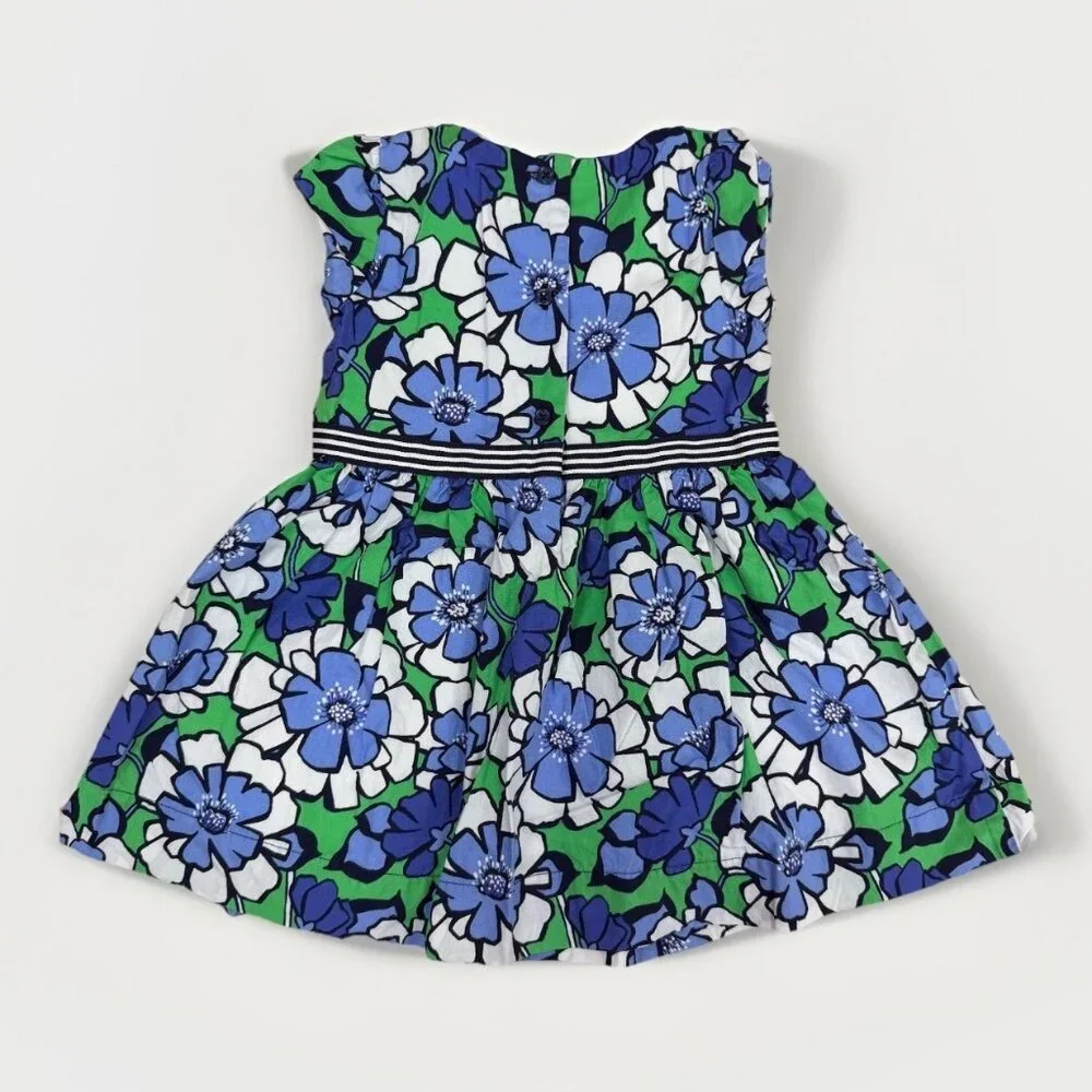 Gymboree Girl's Spring Prep Floral Print Dress size 12-18 Months Bow 100% Cotton